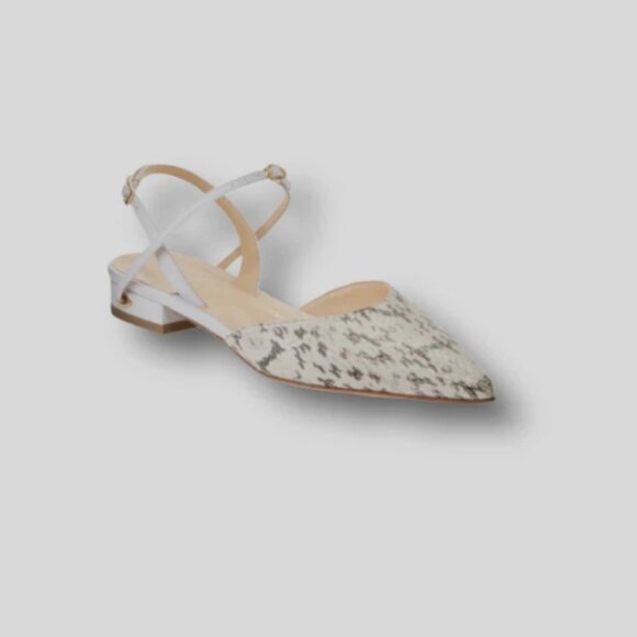 Jennifer Chamandi Women's White Vittorio Snakeskin Flats - Picture 6 of 6